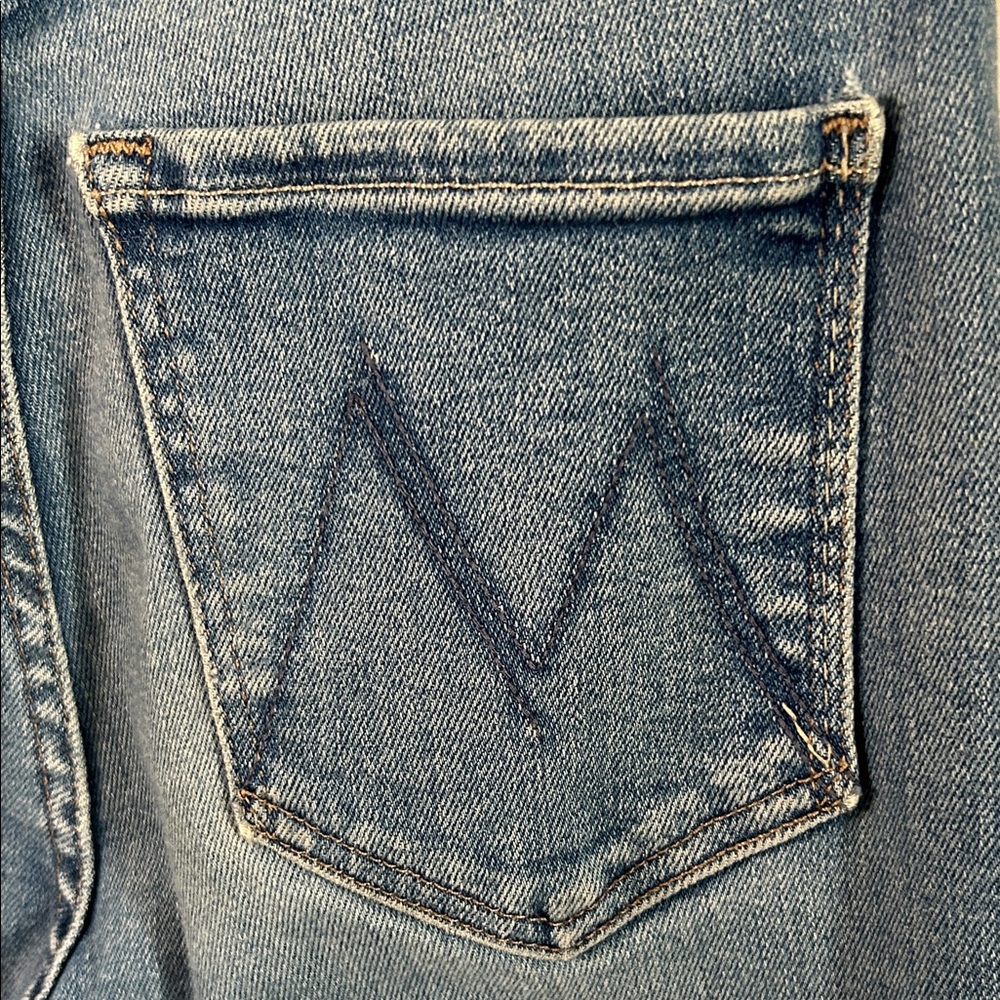 MOTHER The Tripper Ankle Fray Blue Stretch Denim Straight Leg Jeans - Picture 5 of 13
